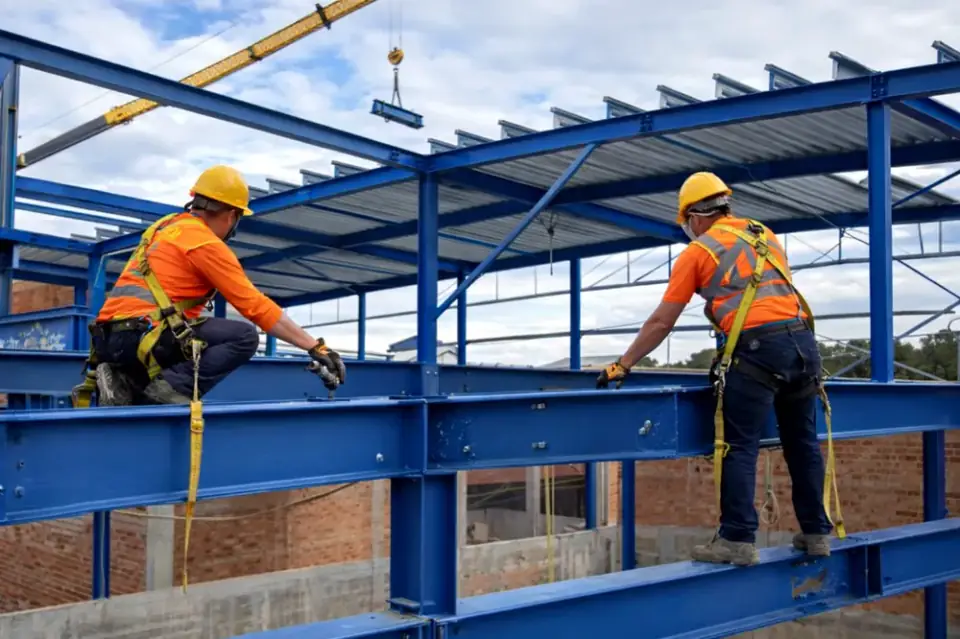 Montaje de cerchas metálicas de acero por equipo propio de Metaly