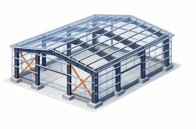 Estructura metálica de acero de nave multiplanta en construcción